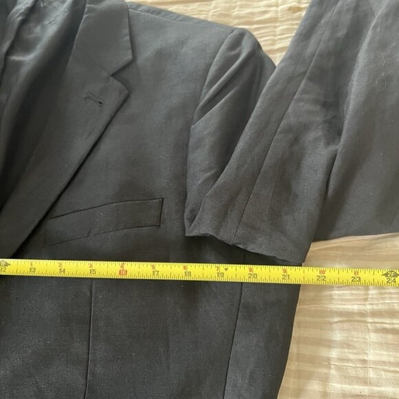 H&M Black Blazer Mens 42L Slim Fit Mulberry Silk Linen Wedding Old Money Preppy - Picture 8 of 12